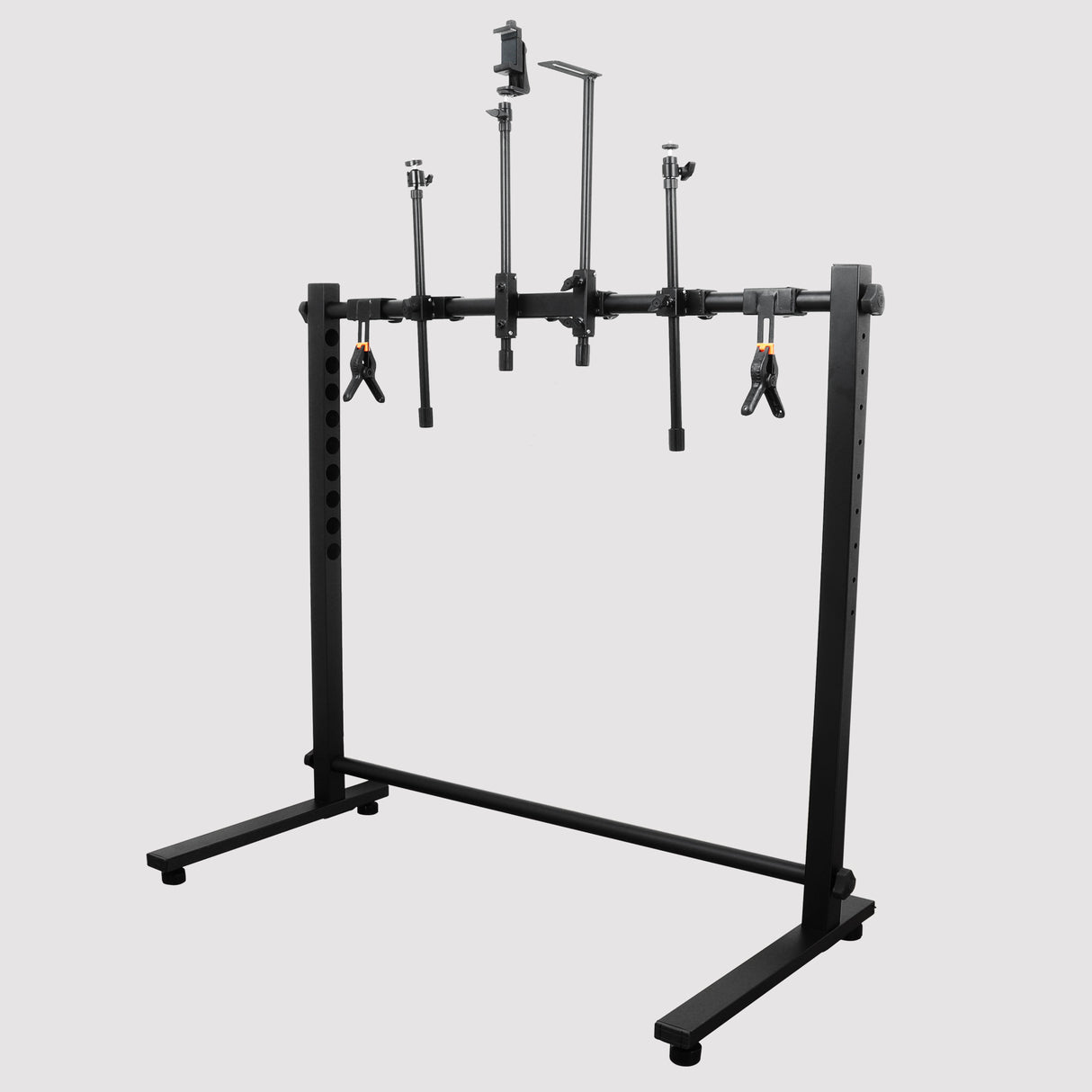 ISOMARS Photography Stand for Overhead Photos & Videos with Camera & Smartphone. Adjust at 10 Different Height. Two Light Holder and Bracket & Clips for Holding Background Sheets.