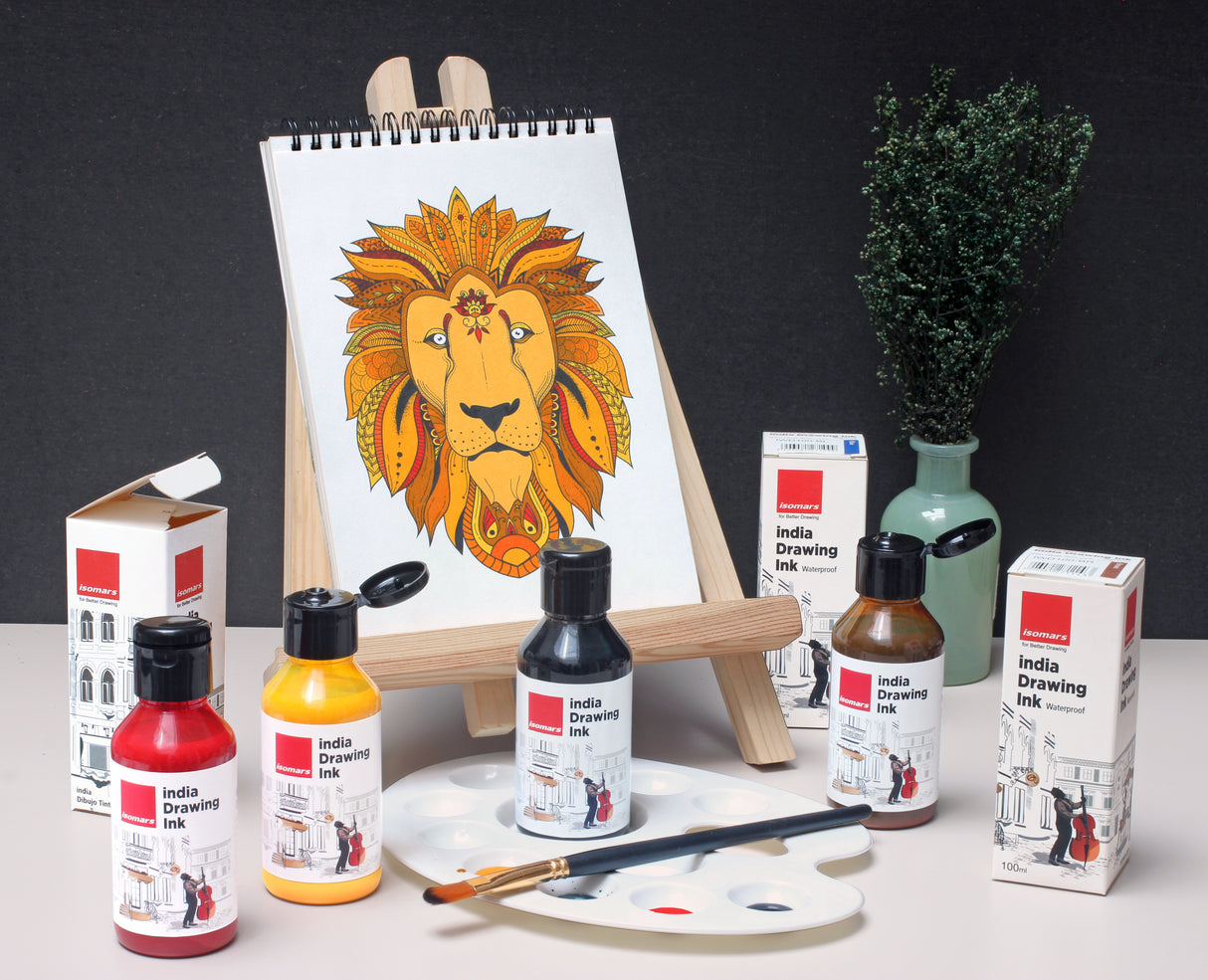 Isomars India Waterproof Drawing Ink - RED - 100ML Bottled Ink, for Paper Board, Canvas,Fabric and Wood Ideal for Designers, Airbrush Artists, Illustrators, Fine Artists and Craft and Hobbyists.