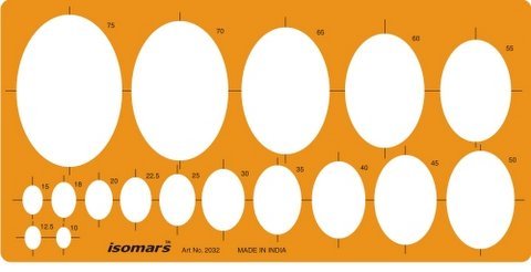 Isomars Metric Large Ellipse Ellipses Shapes Figure Symbols Drafting Drawing Template Stencil, Orange