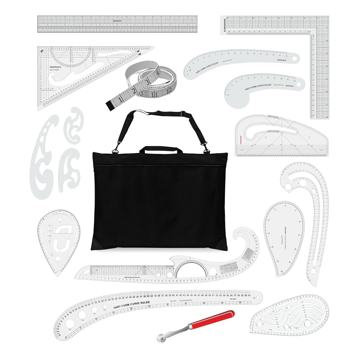 Isomars Fashion Design Ruler Set 15 Professional Drafting Tools for Pattern Making