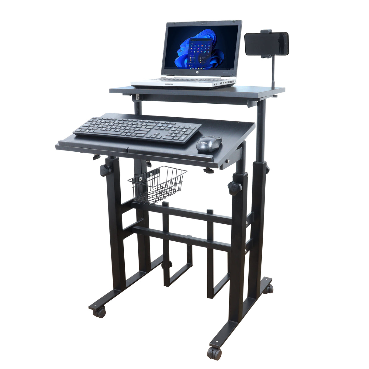 Isomars 24"/61cm Wide Made In India Desktop & Laptop Multipurpose Adjustable Table & Computer Workstation - Useful for Using Gadgets Like Desktop, Laptop etc (Black)