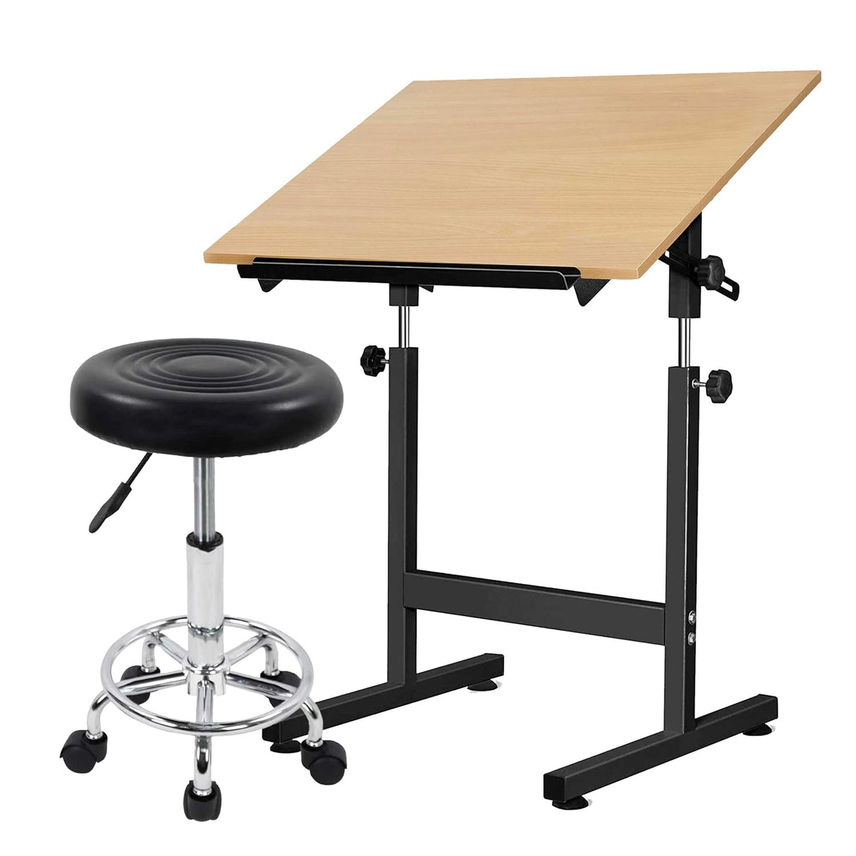 Isomars Drafting Table - Scholar with 25.5"x35" A1 Size Both Sides Laminated Beachwood Board with Drafting Stool | Ergonomic & Fully Adjustable Set for Engineers, Architects, Designers & Draftsmen