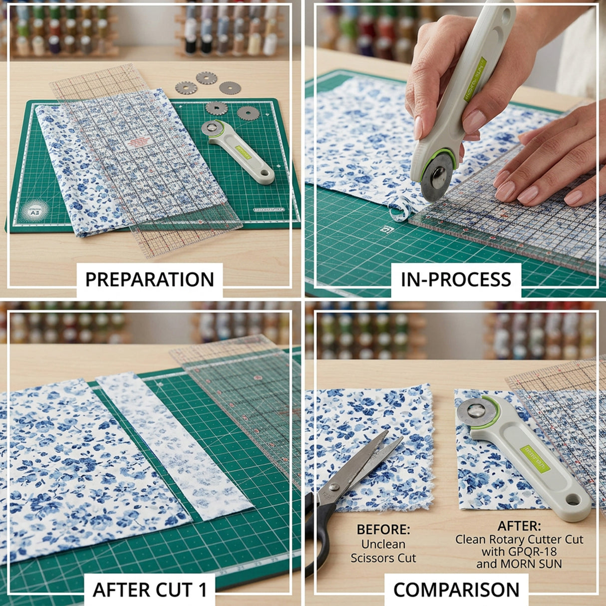 Isomars A3 Self-Healing Cutting Mat with 18 Inch Quilting Ruler & Rotary Cutter Set | Fabric Cutting Kit for Sewing, Tailoring, Quilting, Patchwork, Fashion Designing & Crafts