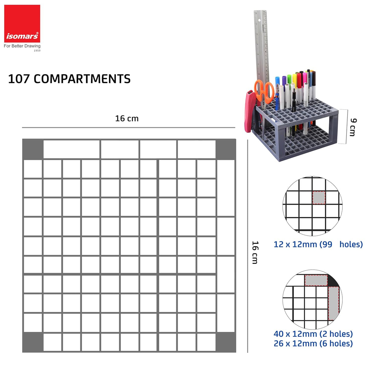 Isomars Creative Art Tools Holder | Desktop Art Supply Organiser (Without tools)