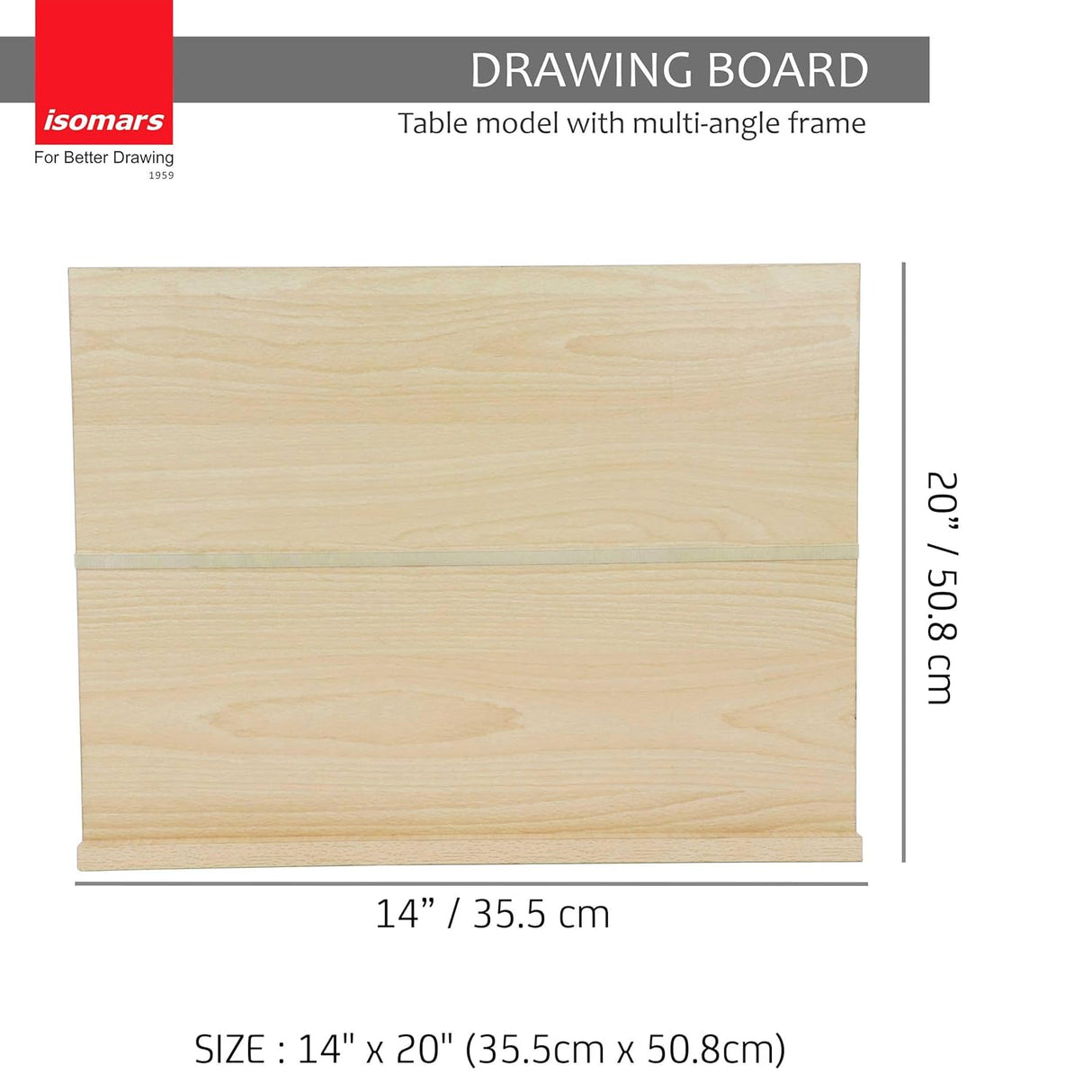 Isomars Wooden Board 14" x 20" with Wooden T-Square Combo - Drawing & Drafting Board & Wooden T-Scale Combo for Architecture and Engineering