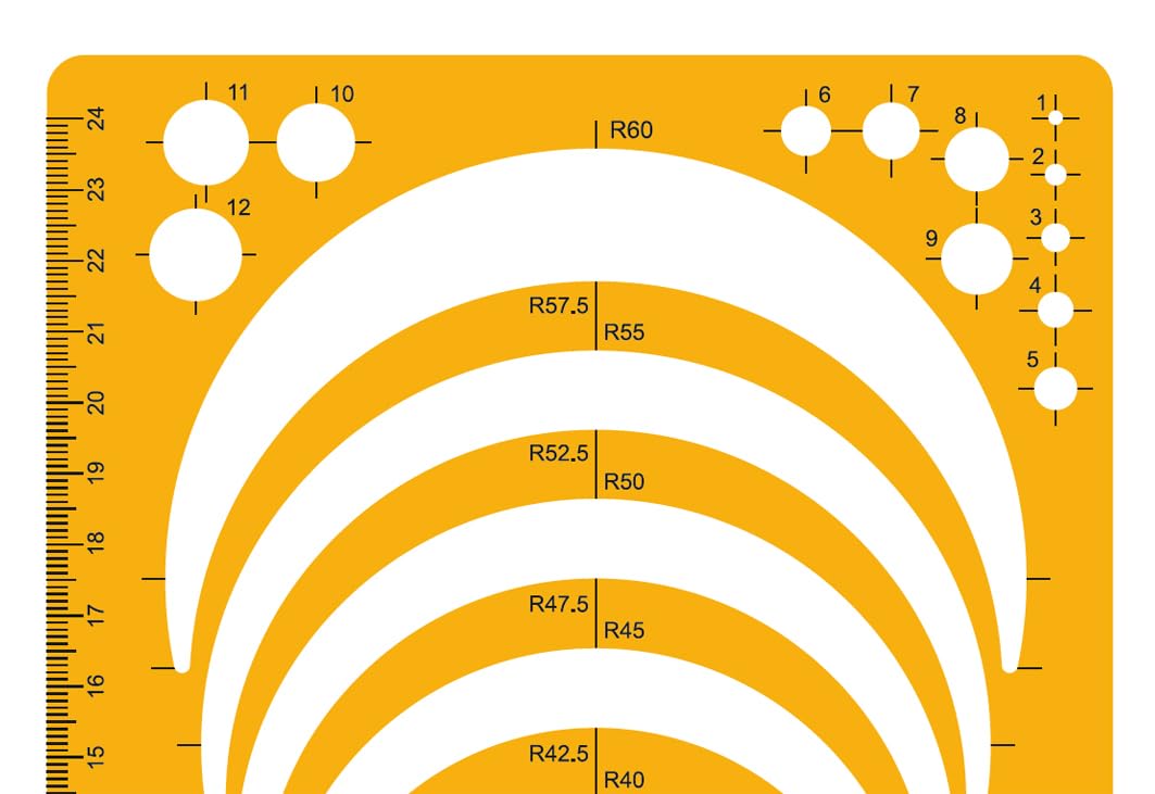 Isomars Circle Radius Drawing Drafting Template for Students & Professionals - 150 x 257mm