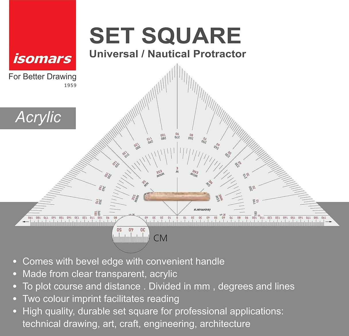 Isomars Universal Nautical Protractor with Marine/Nautical Divider
