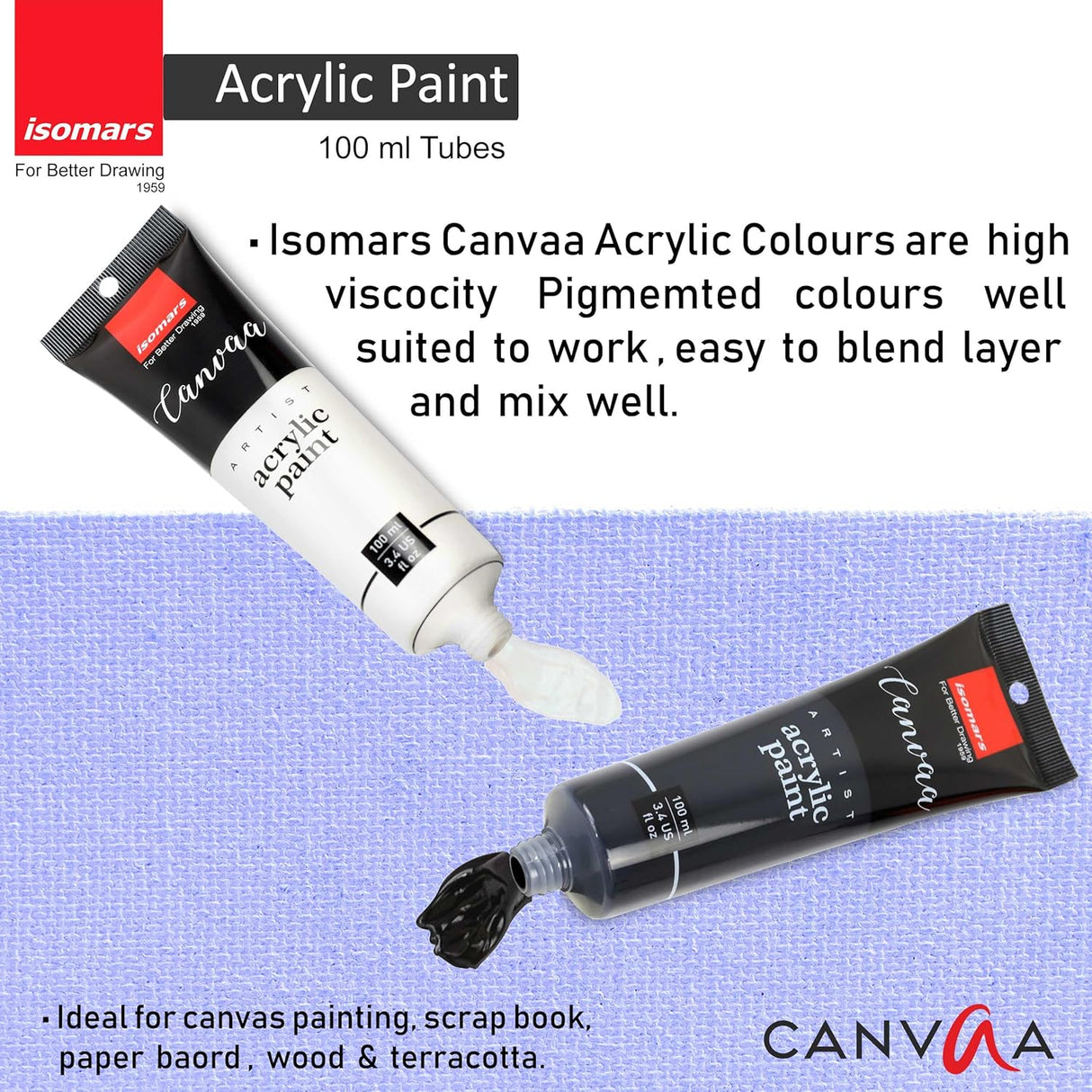 Isomars Black & White Acrylic Paint Combo - 100ml - ARTIST SERIES