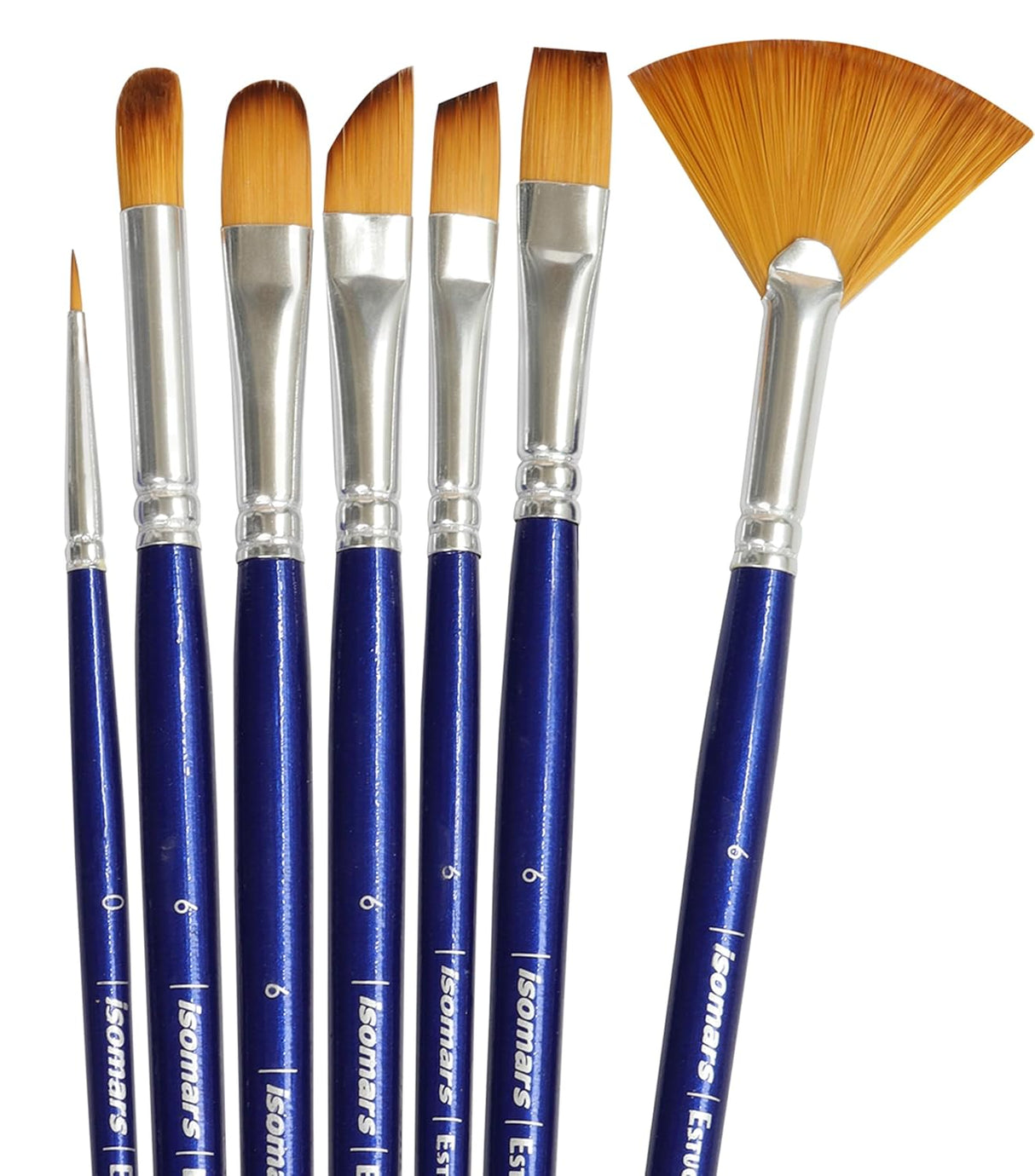Isomars Estudio Painter’s Art Brush Set of 7 – Professional Synthetic Paint Brushes for Acrylic, Watercolor & Oil Painting | Long Handle Artist Brushes