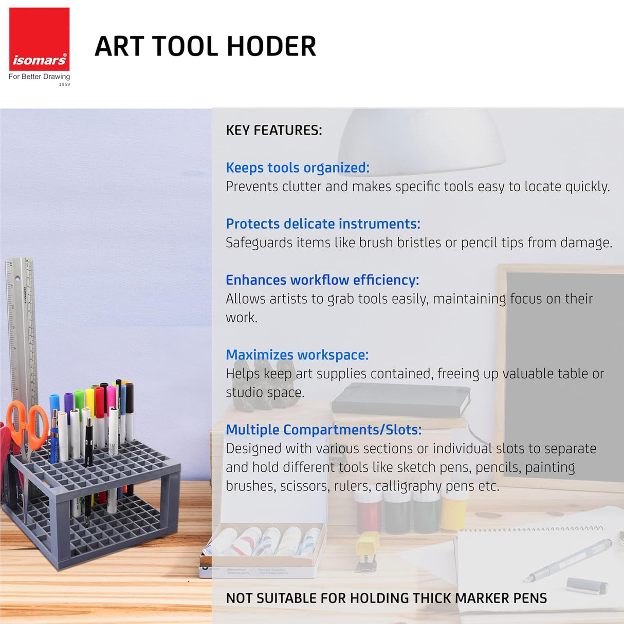 Isomars Creative Art Tools Holder | Desktop Art Supply Organiser (Without tools)