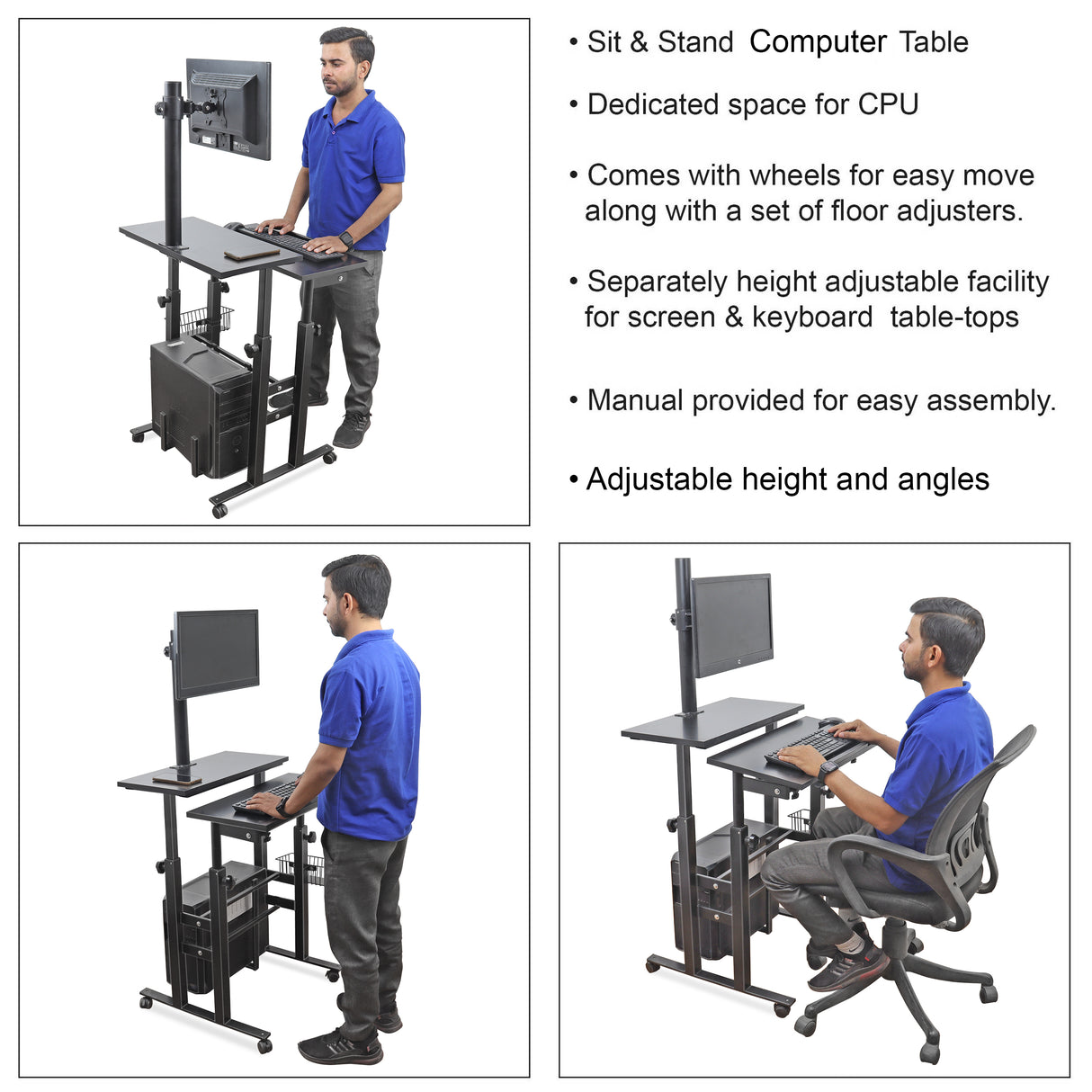 Isomars Desktop & Laptop Multipurpose Table and Adjustable Height & angles, Computer Workstation, Monitor Arm Pipe - Useful for Using Gadgets Like Desktop, Laptop Made In India (Black)
