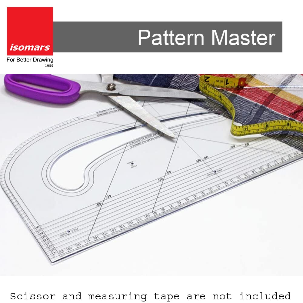 Isomars Pattern Master Combo (Clear) | Quilting/Tailoring Rulers for Fashion Designing