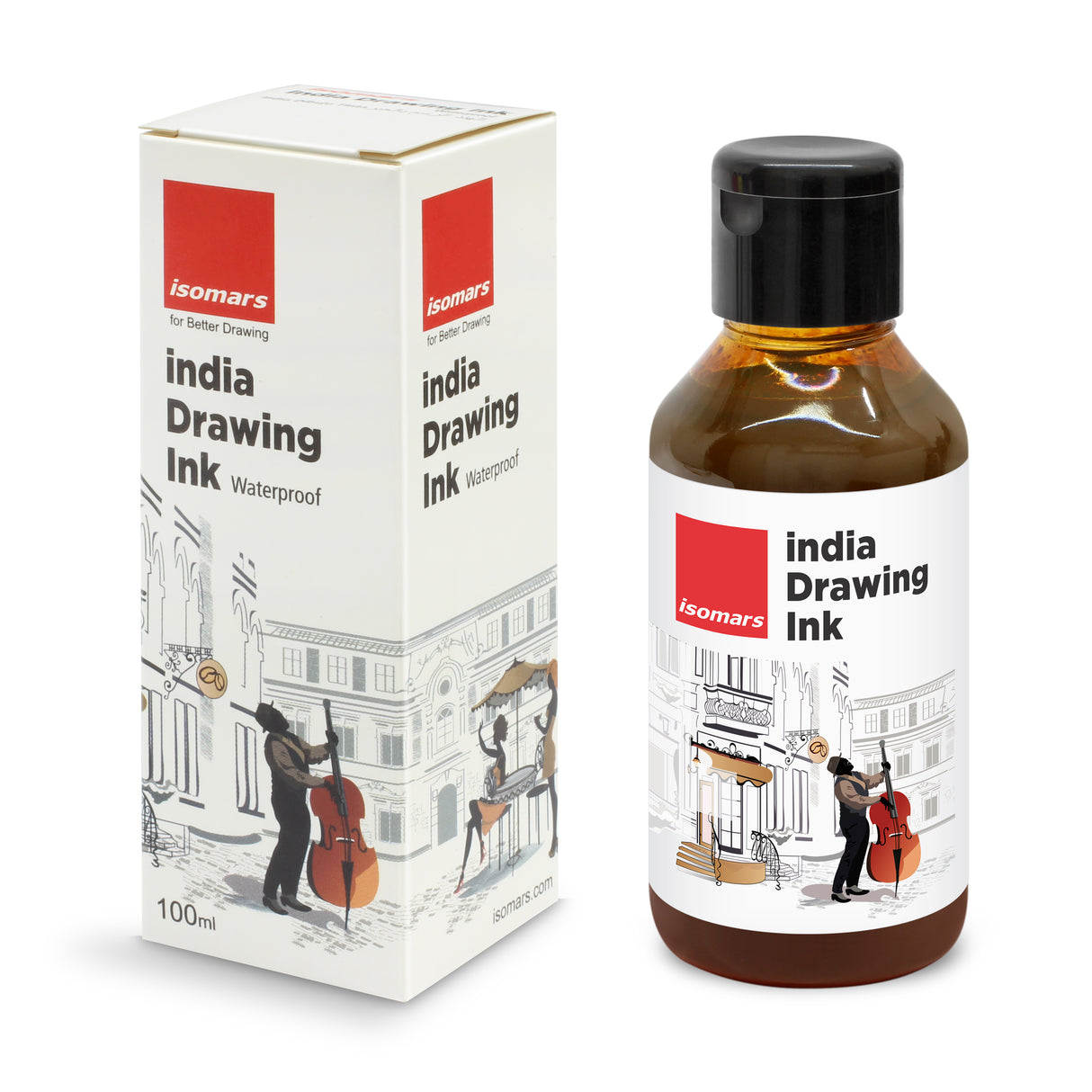 Isomars India Waterproof Drawing Ink - Brown - 100ML Bottled Ink, for Paper Board, Canvas,Fabric and Wood Ideal for Designers, Airbrush Artists, Illustrators, Fine Artists and Craft and Hobbyists.