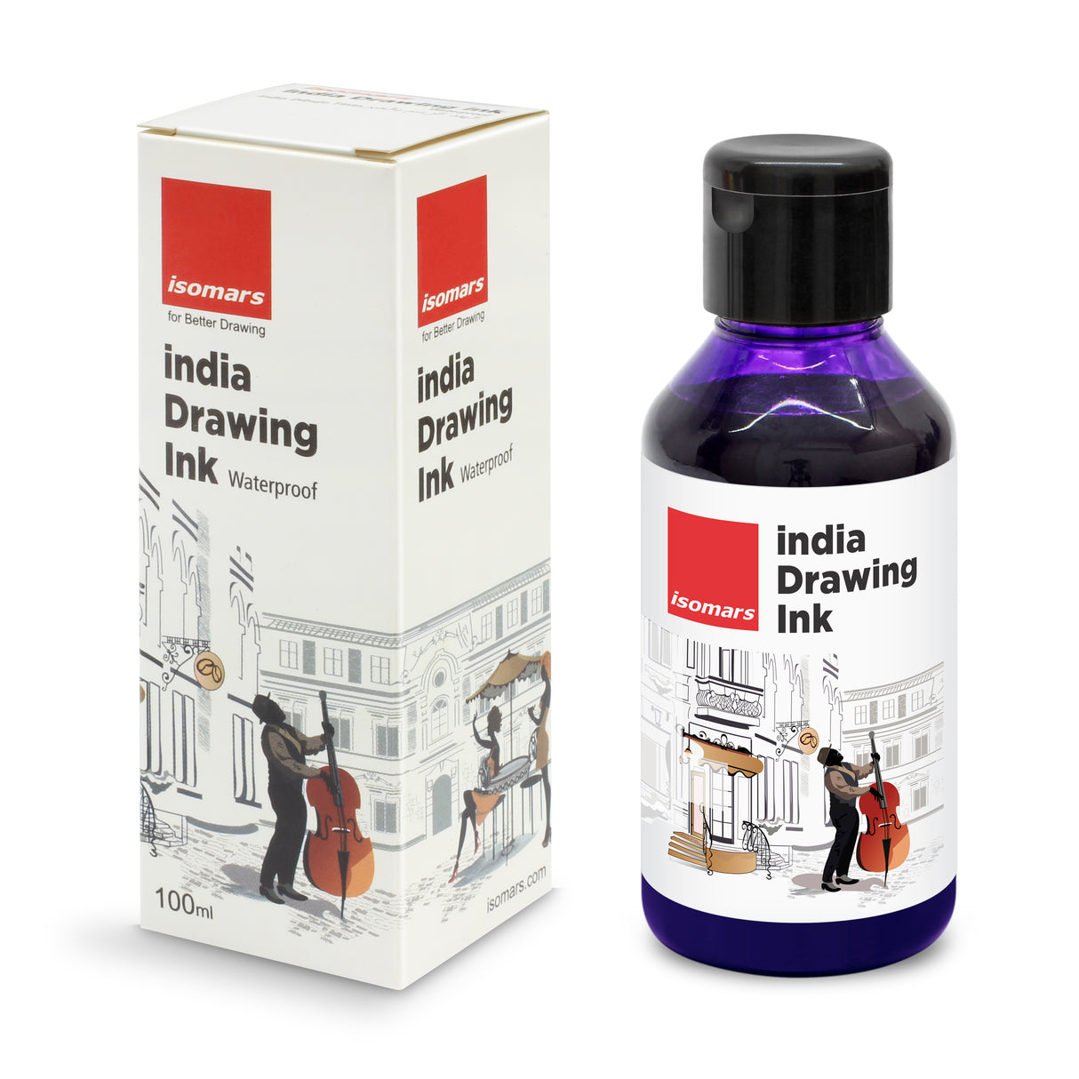 Isomars India Waterproof Drawing Ink - Voilet- 100ML Bottled Ink, for Paper Board, Canvas,Fabric and Wood Ideal for Designers, Airbrush Artists, Illustrators, Fine Artists and Craft and Hobbyists.