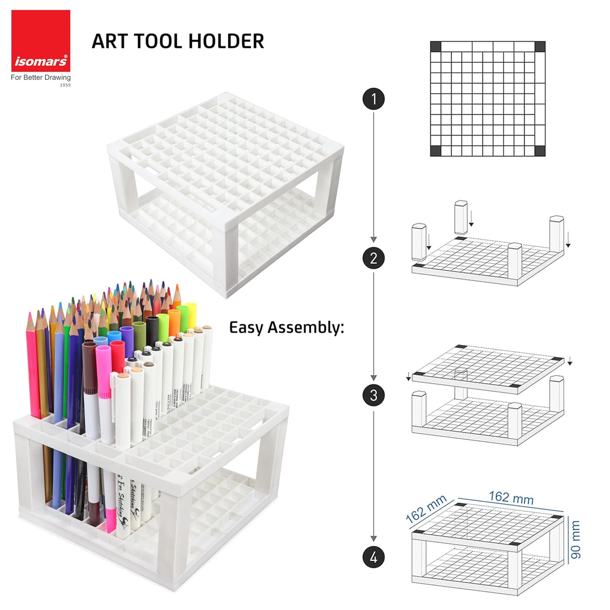Isomars Creative Art Tools Holder | Desktop Art Supply Organiser (Without tools)