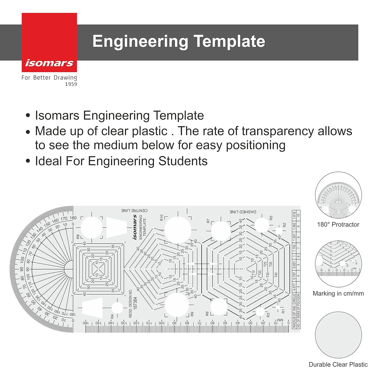 Isomars Drawing & Drafting Kit with 18.5" x 25" Drawing Board Drafting Board, Engineering Template, Pencil, Compass Set, T-Scale-24 Set Square Tracing Paper Pad-A4 Pro-Circle & Rolling Ruler