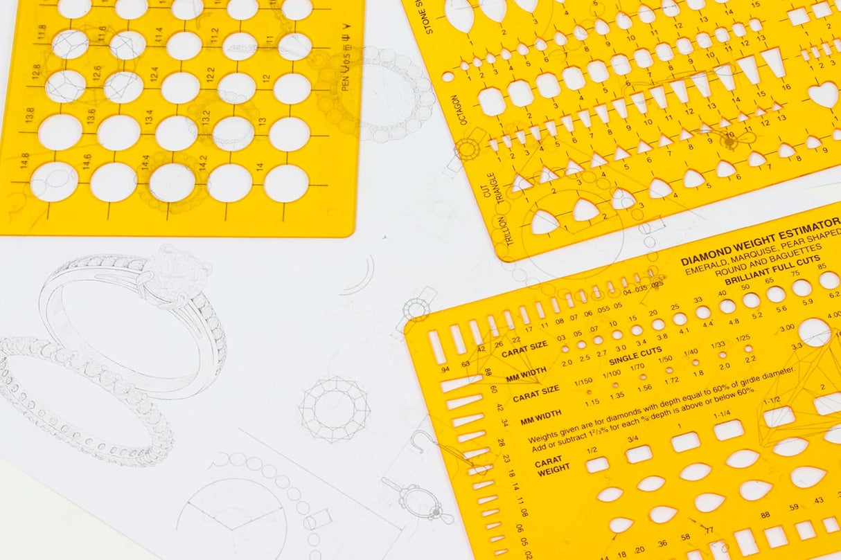 Isomars Jewellery Designing Drawing Drafting Template Set of 3