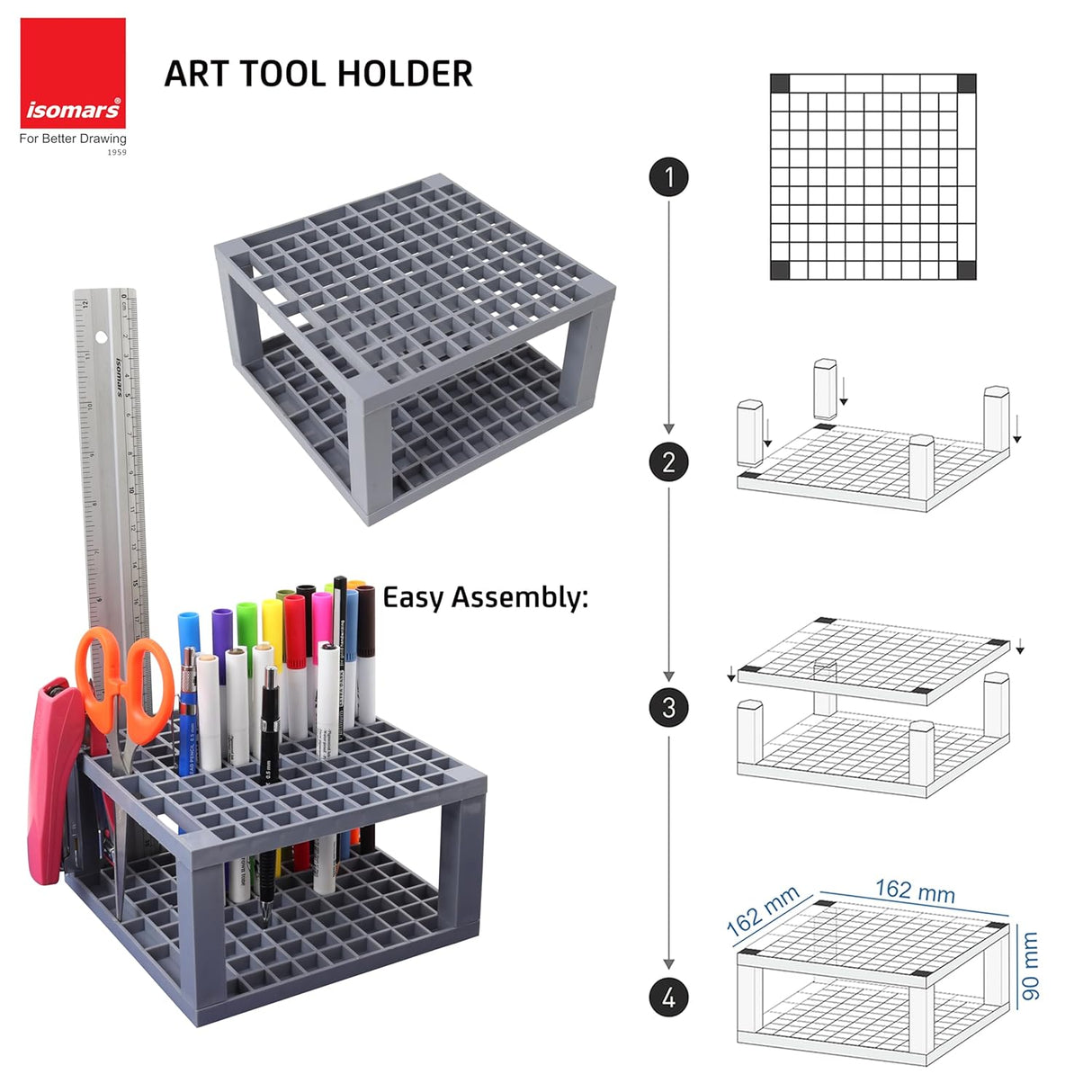Isomars Creative Art Tools Holder | Desktop Art Supply Organiser (Without tools)