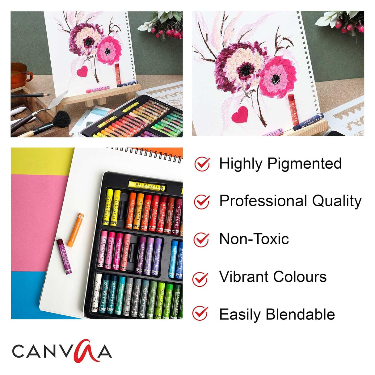 Isomars Oil Pastels, 52 Vibrant Shades, Professional Artist Drawing Set