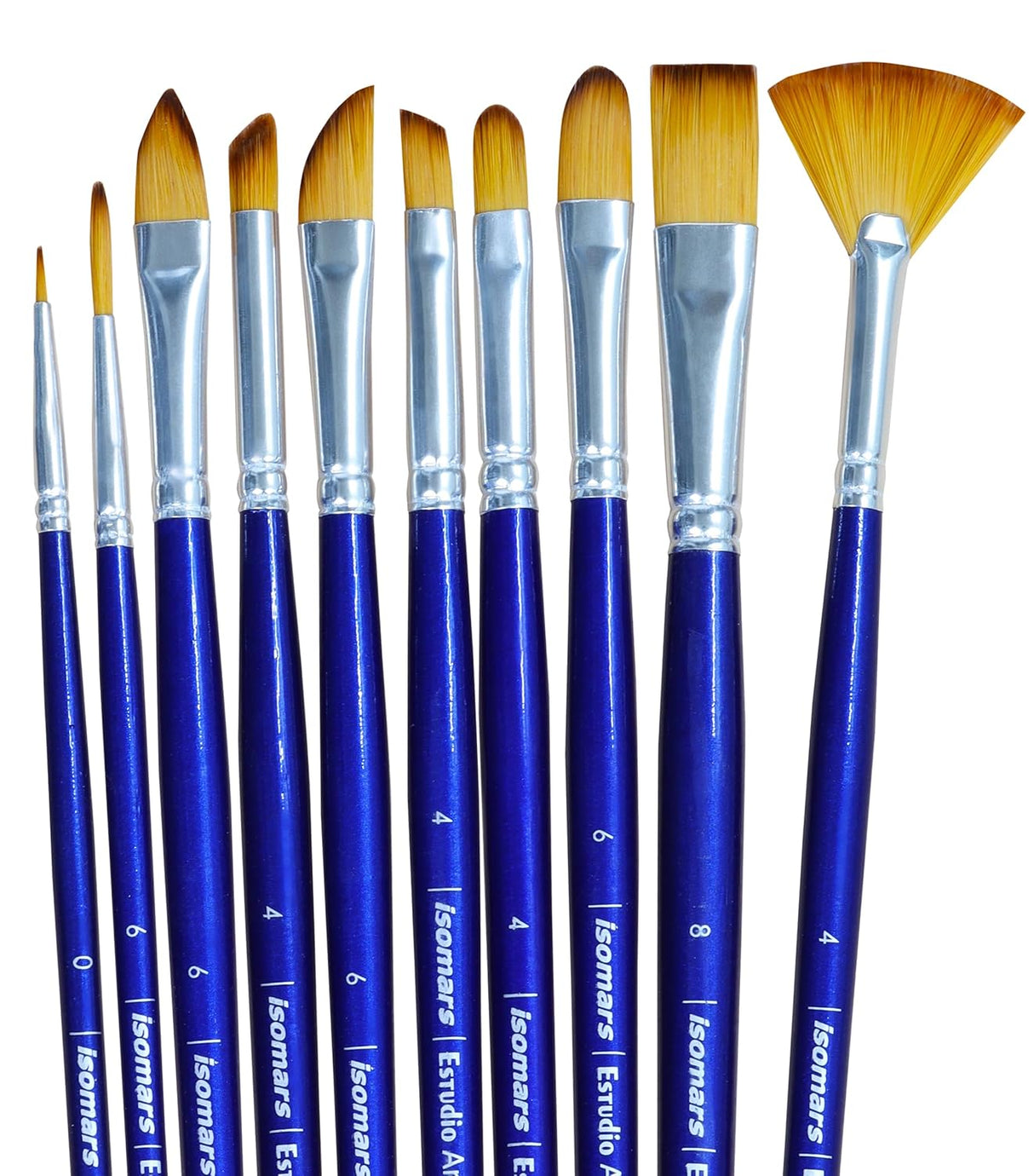 Isomars Estudio Professional Paint Brush Set of 10 – Premium Synthetic Artist Brushes for Acrylic, Watercolor & Oil Painting | Long Handle Art Brushes Kit