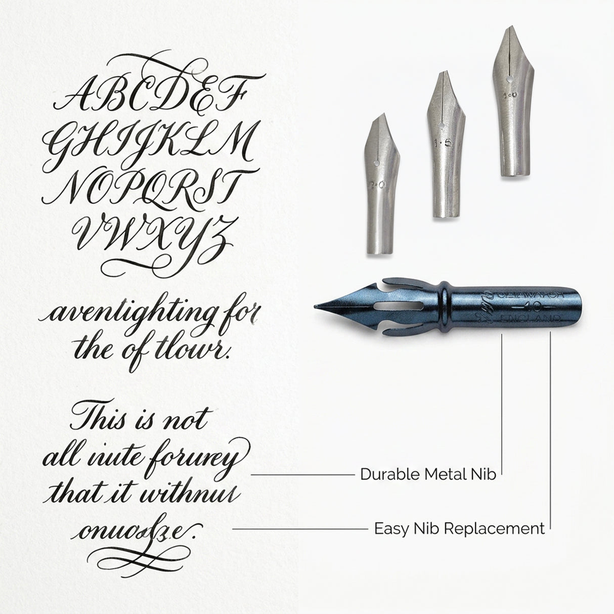 Isomars Calligraphy Pen Set with 2 Holders, 4 Nibs & Plastic Flange for Copperplate, Arabic and Gothic calligraphy
