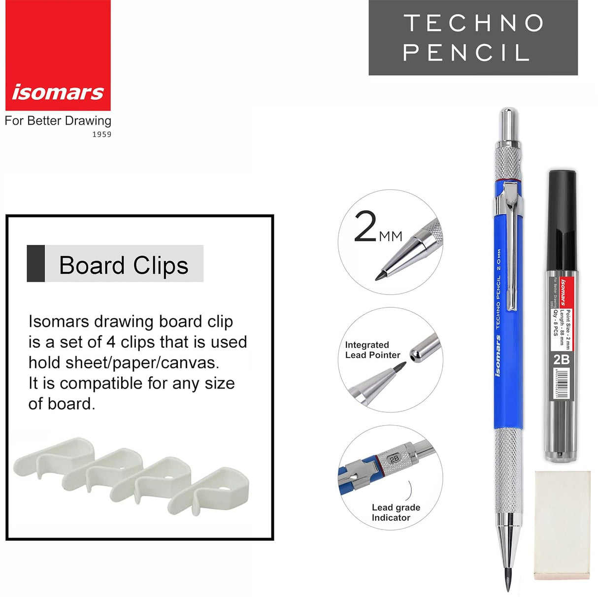 Isomars Drawing & Drafting Kit with 18.5" x 25" Drawing Board Drafting Board, Engineering Template, Pencil, Compass Set, T-Scale-24 Set Square Tracing Paper Pad-A4 Pro-Circle & Rolling Ruler