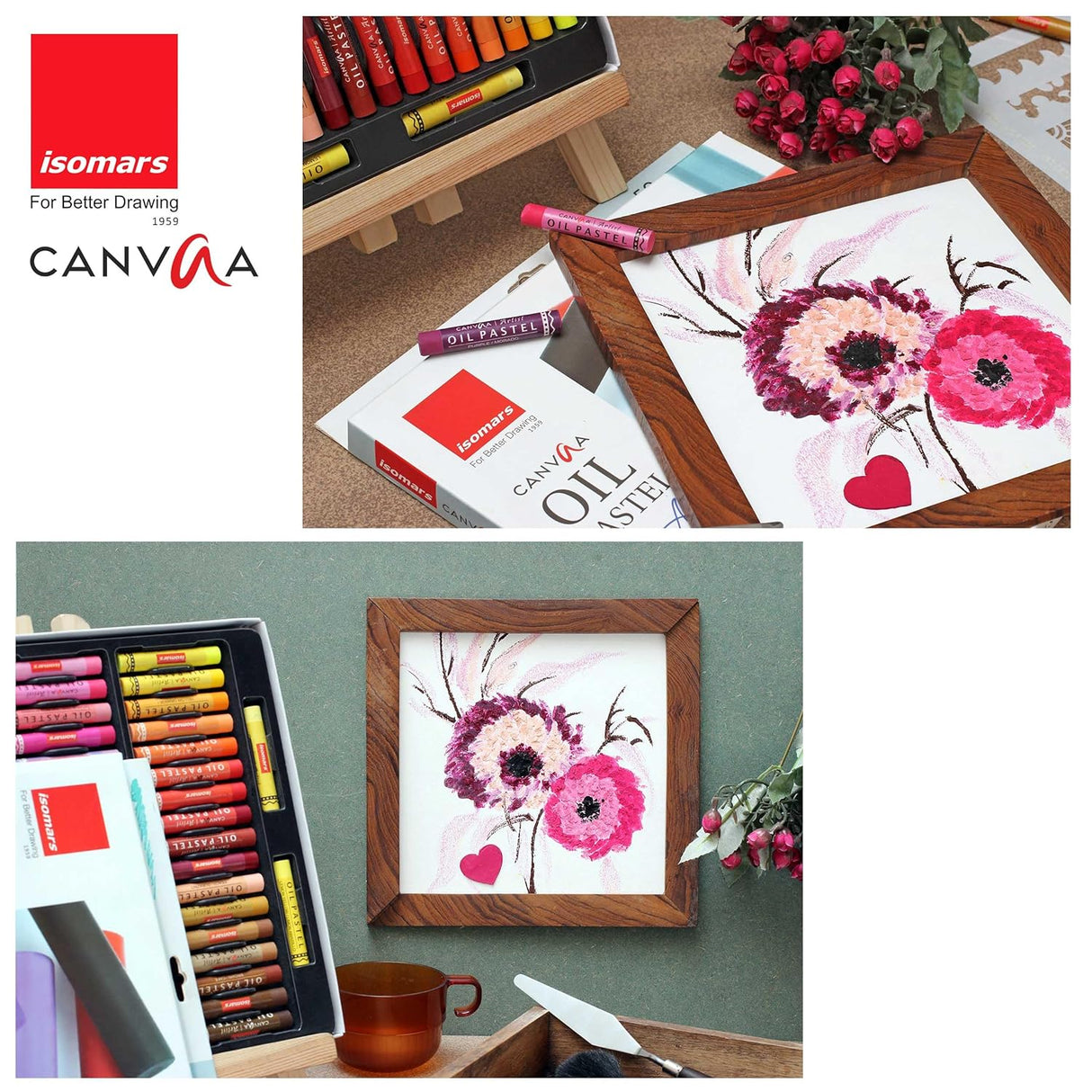 Isomars Oil Pastels, 52 Vibrant Shades, Professional Artist Drawing Set