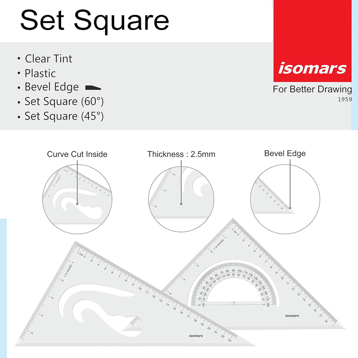 Isomars Drawing & Drafting Kit with 18.5" x 25" Drawing Board Drafting Board, Engineering Template, Pencil, Compass Set, T-Scale-24 Set Square Tracing Paper Pad-A4 Pro-Circle & Rolling Ruler