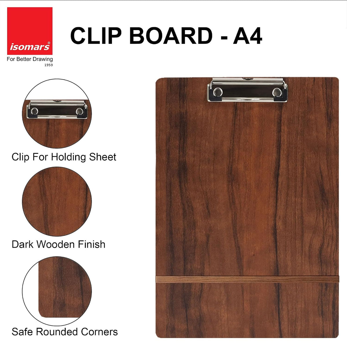 Isomars Clipboard - A4 - Size 33 x 22.8 cm / 13"x9" | Writing Pad