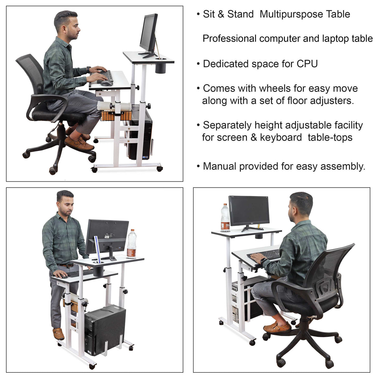 Isomars 24"/61cm Wide Made In India Desktop & Laptop Multipurpose Adjustable Table & Computer Workstation - Useful for Using Gadgets Like Desktop, Laptop, Tab/iPad etc (White)