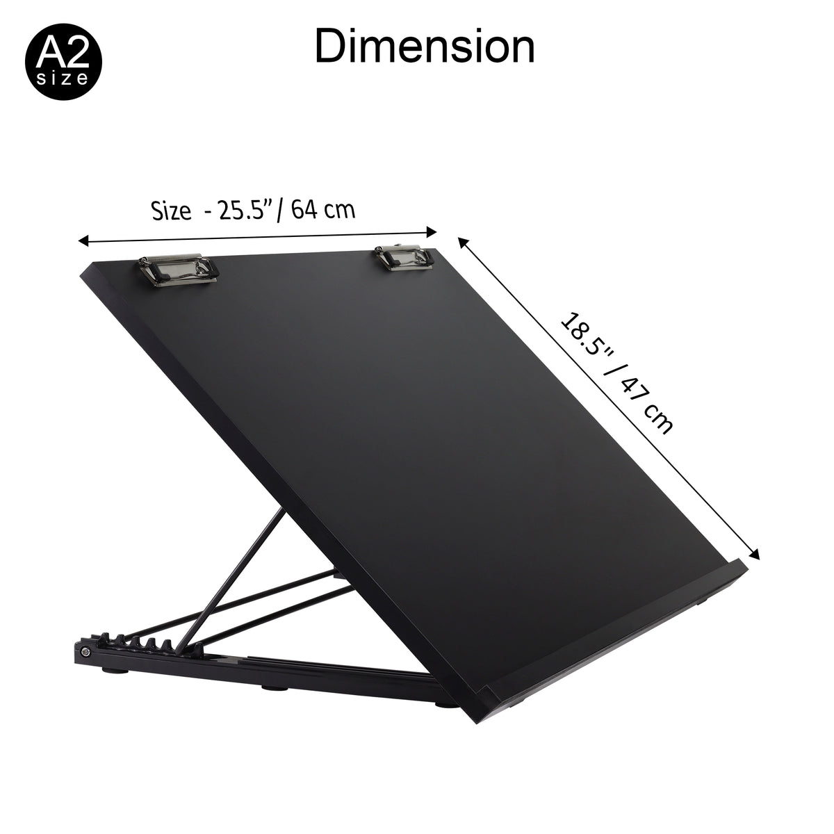 Isomars A2 Drawing Board 25.5 x 18.5" | Adjustable Angle – Black