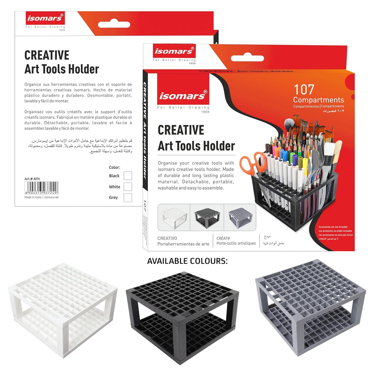 Durable Plastic Desktop Organiser with Angled Compartments for Creative Tools Storage