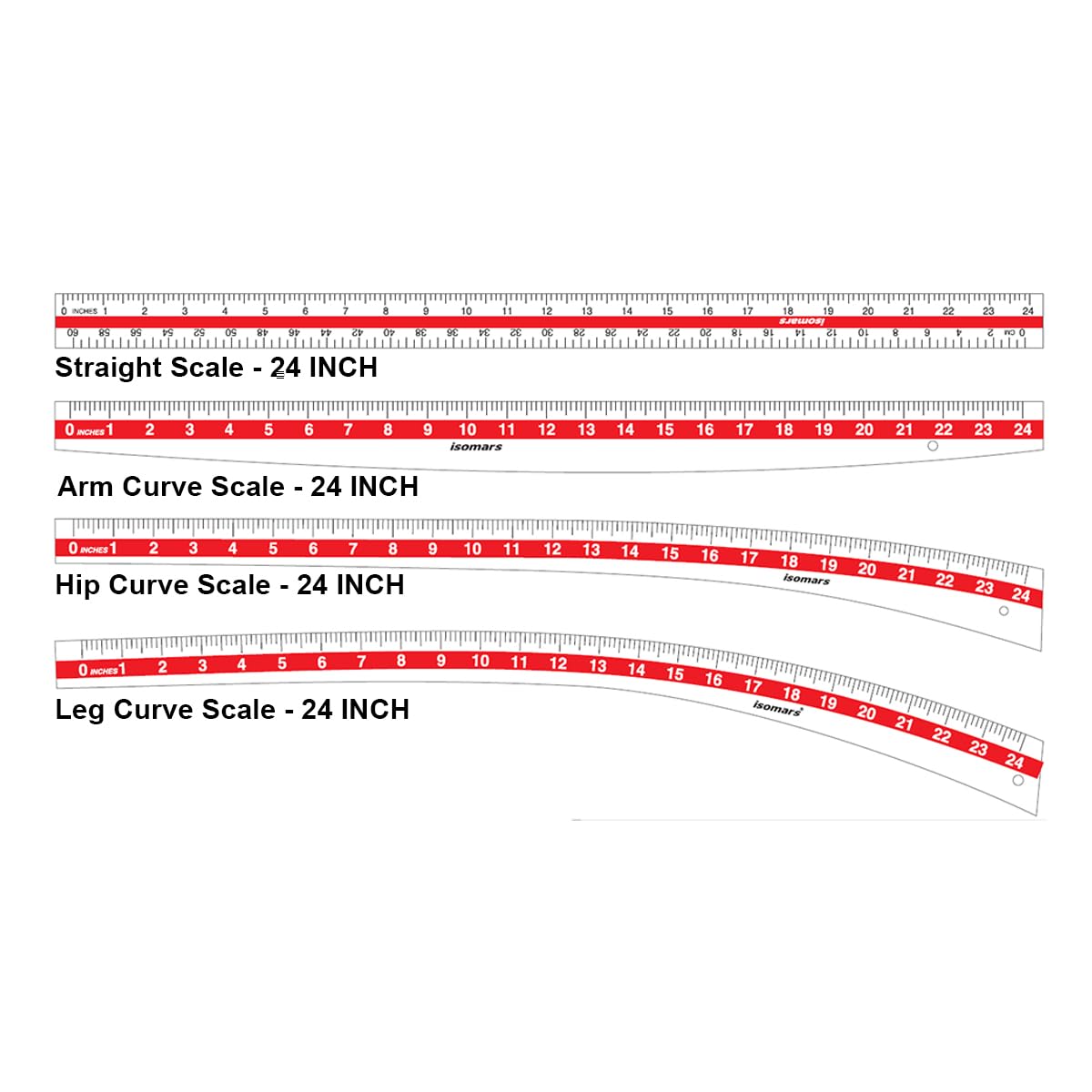 Isomars Fashion Designing Tailoring Scale Set of 8 Rulers