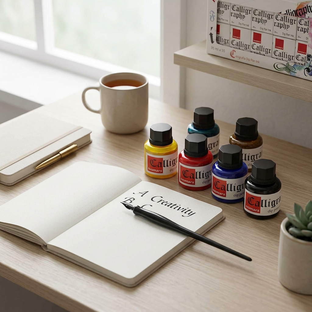 Calligraphy Ink (Set of 10) with FREE Straight and Oblique Holders