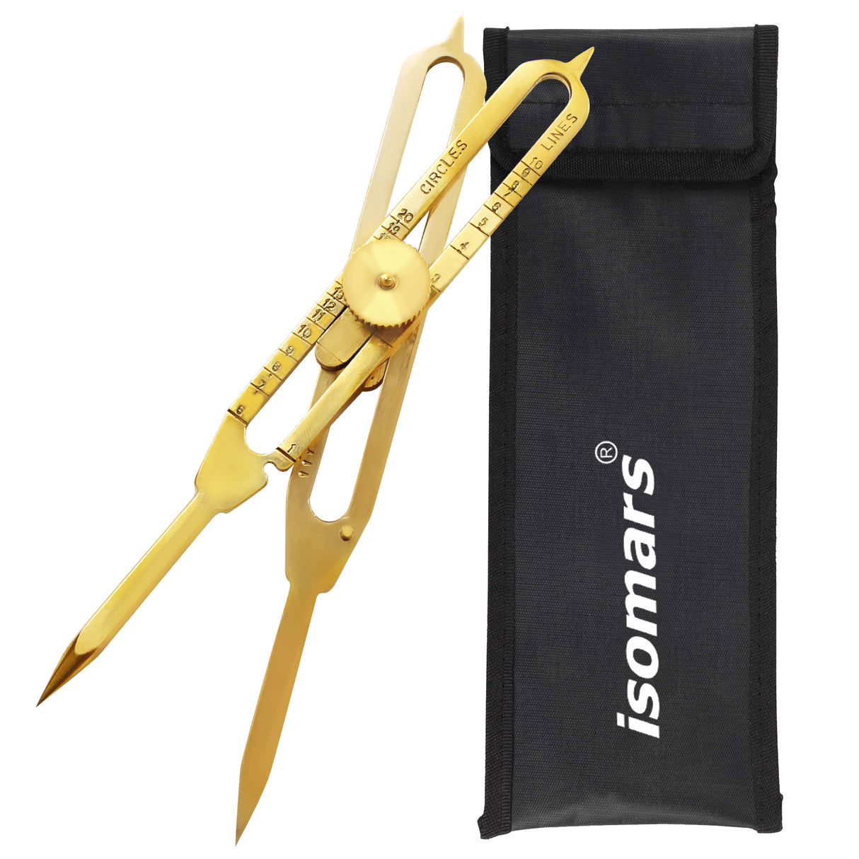 Isomars 6" Brass Proportional Divider with Storage Pouch for scaling, measuring, drawing, painting