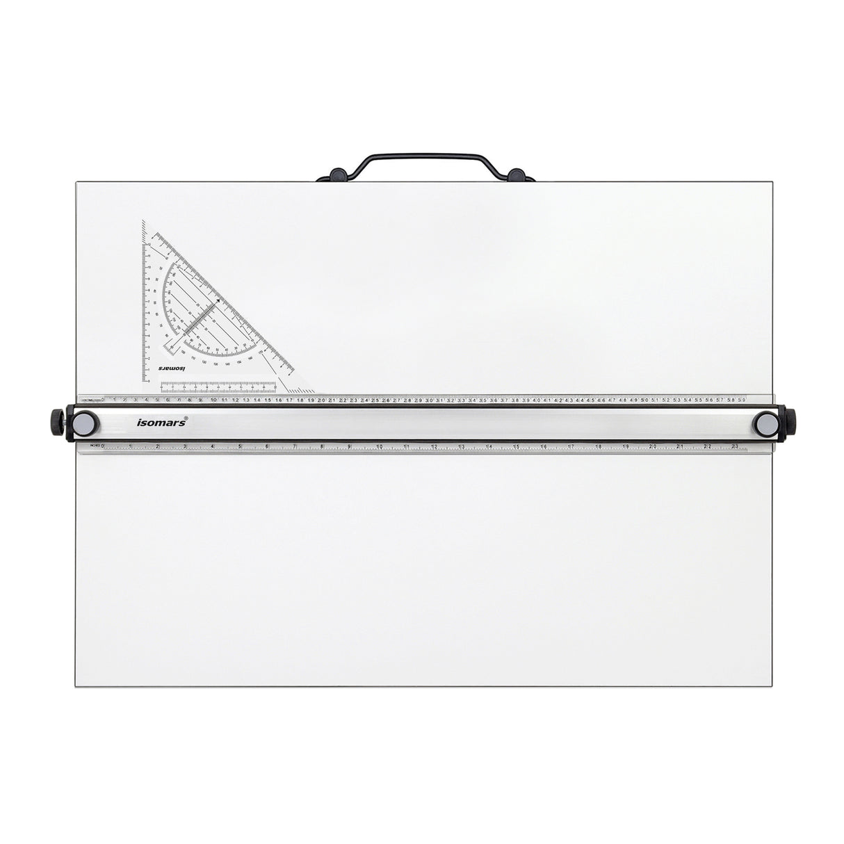 Isomars Professional drafting board with parallel ruler, foldable stand & carry handle for precise technical drawing