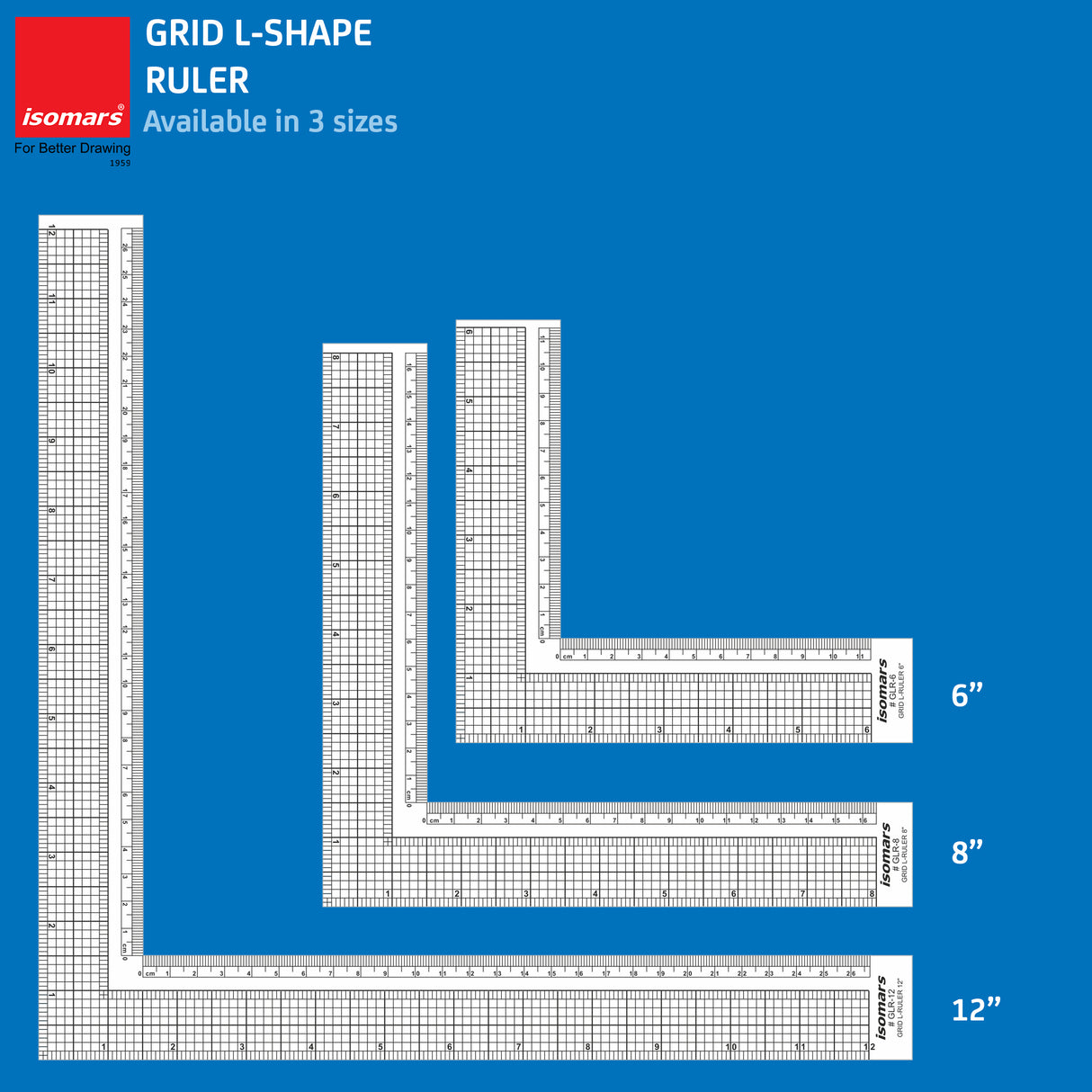 Isomars Grid L - Ruler 12" For Tailoring and General Purpose |Quilting Rulers for Fashion Designing