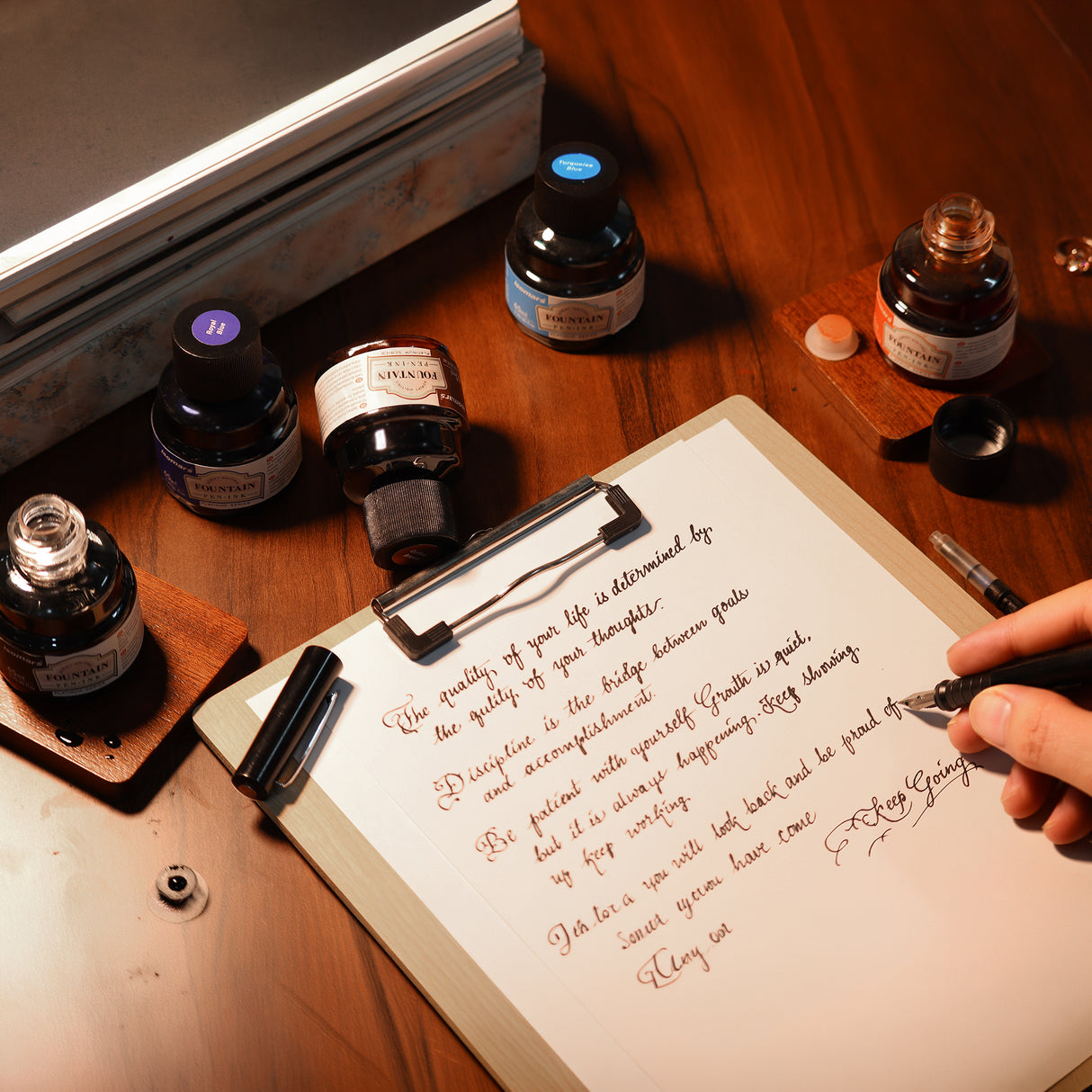Isomars Fountain Pen Ink Set of 10 Colors, 65ml Each Bottle, Quick Drying, Non-Clogging Formula, Smooth Ink Flow, Vibrant Archival Inks for Fountain Pens, Calligraphy & Writing