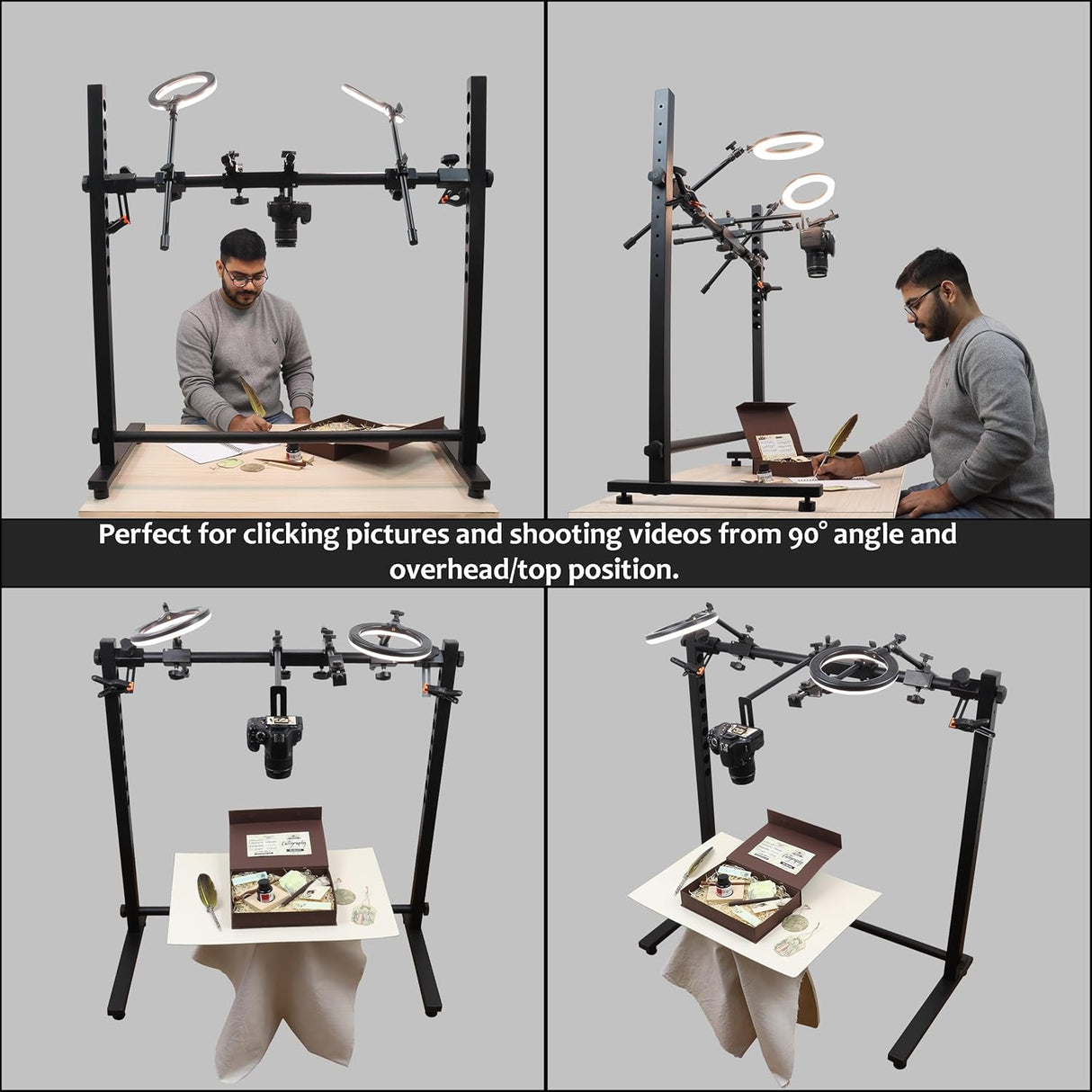ISOMARS Overhead Mobile Photography Rig with 10 Height Levels Adjustable Frame