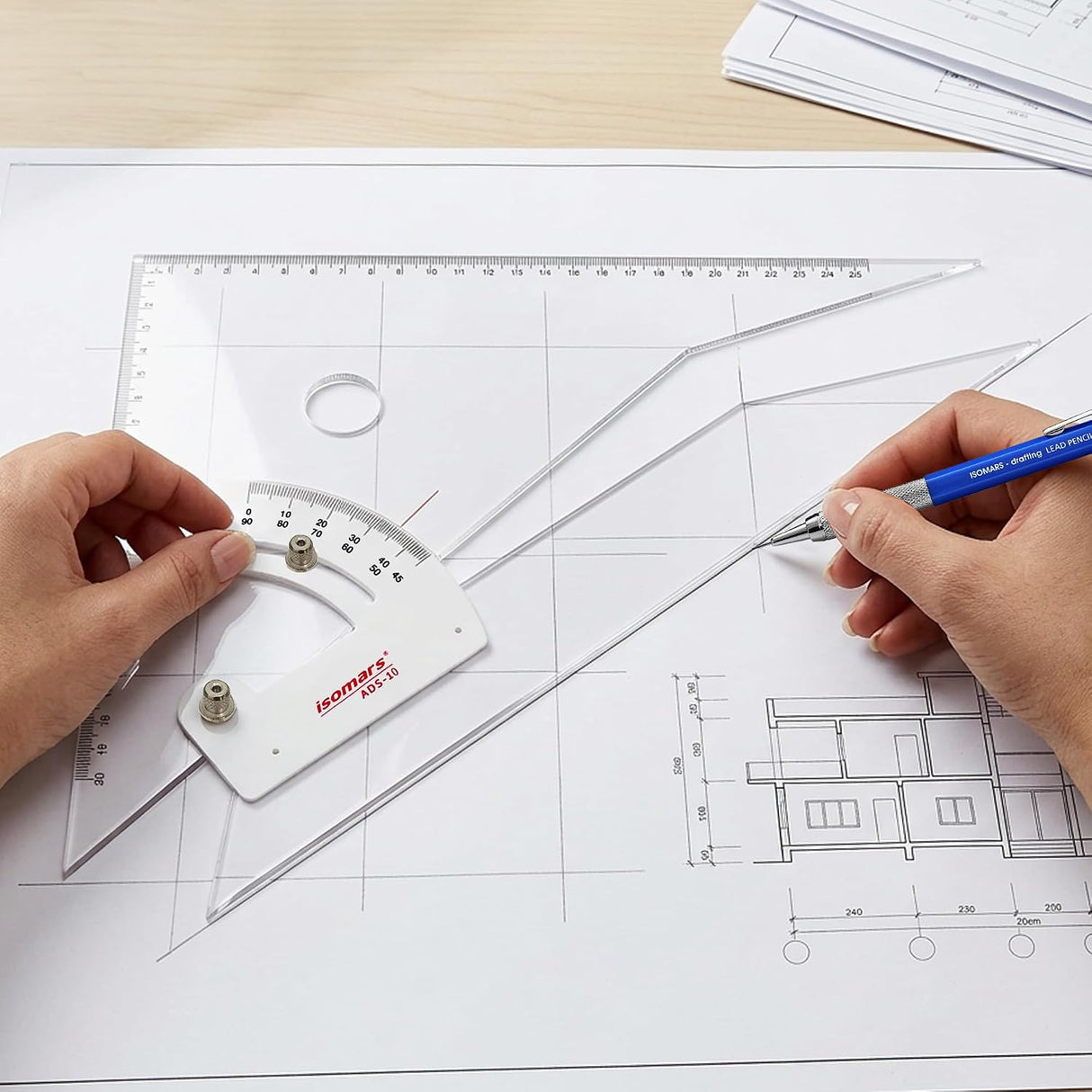 Isomars Drawing Drafting Board -A2 - 18.5"x25.5" Table Model | Set Of 10 - Technical Drawing & Drafting Items Ideal for Architects, Engineers, Designers & Artists Students and Professionals