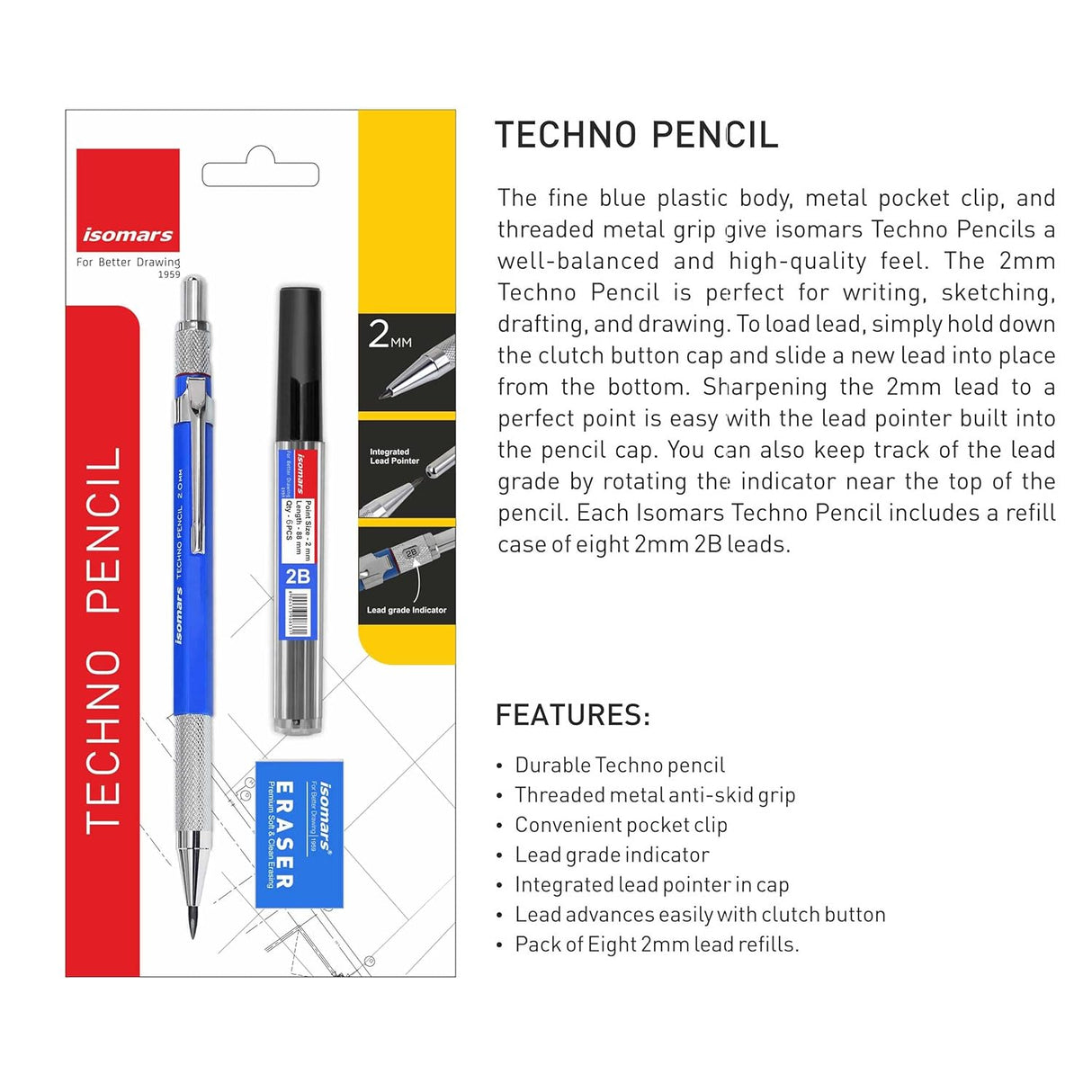 Isomars Adjustable Angle Drawing Drafting Board Combo With 2MM Pencil & Adjustable Set Square - A2 Size - 18.5" x 25" | Ideal for Architects, Engineers, Designers & Artists Students and Professionals