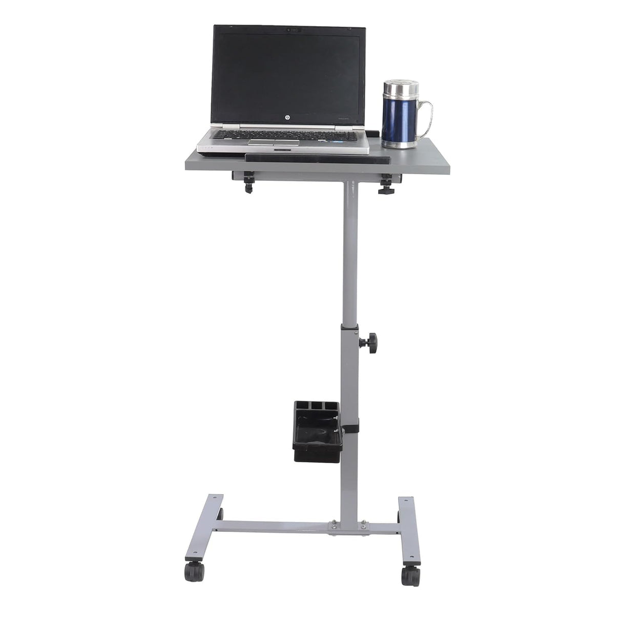 Isomars Engineered Wood Standing Table Adjustable Laptop Study Desk Grey