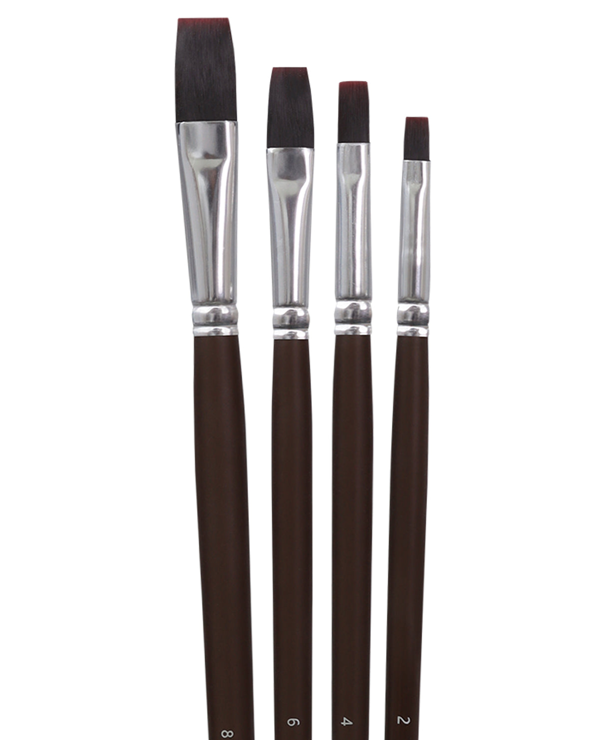 Isomars Extra Long Handle Flat Paint Brush Set Of 4 For Acrylic And Watercolor Painting