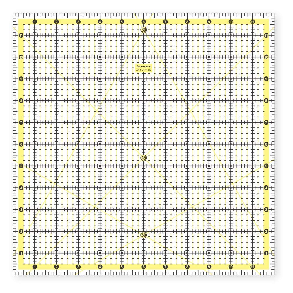 Isomars Garment Quilting Ruler 12 x 12 Inch Clear Acrylic Sewing Scale