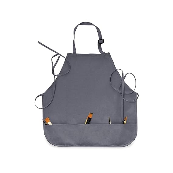 Isomars Painter’s Apron Grey Canvas Art Apron for Artists and Painters