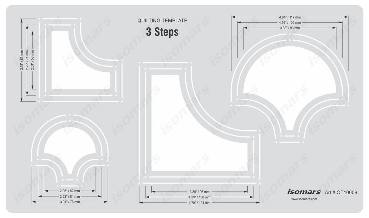 Isomars Quilting Template 3 Steps for Quilt Top Stitching Designs