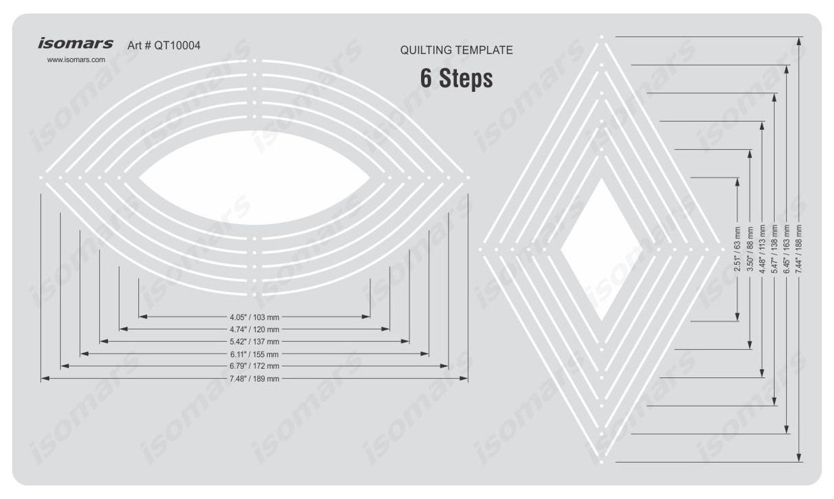 Isomars Quilting Template 6 Steps Article 28 Acrylic Quilting Stencil
