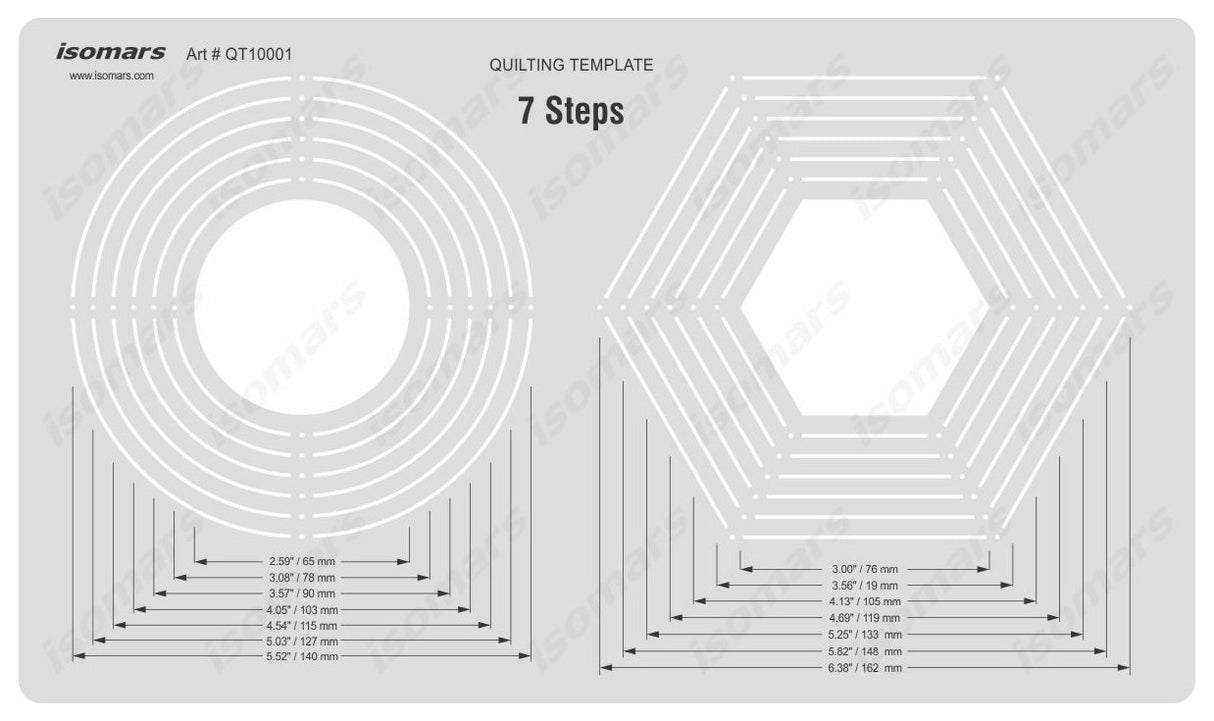 Isomars Quilting Template 7 Steps for Circle and Hexagon Patchwork Shapes