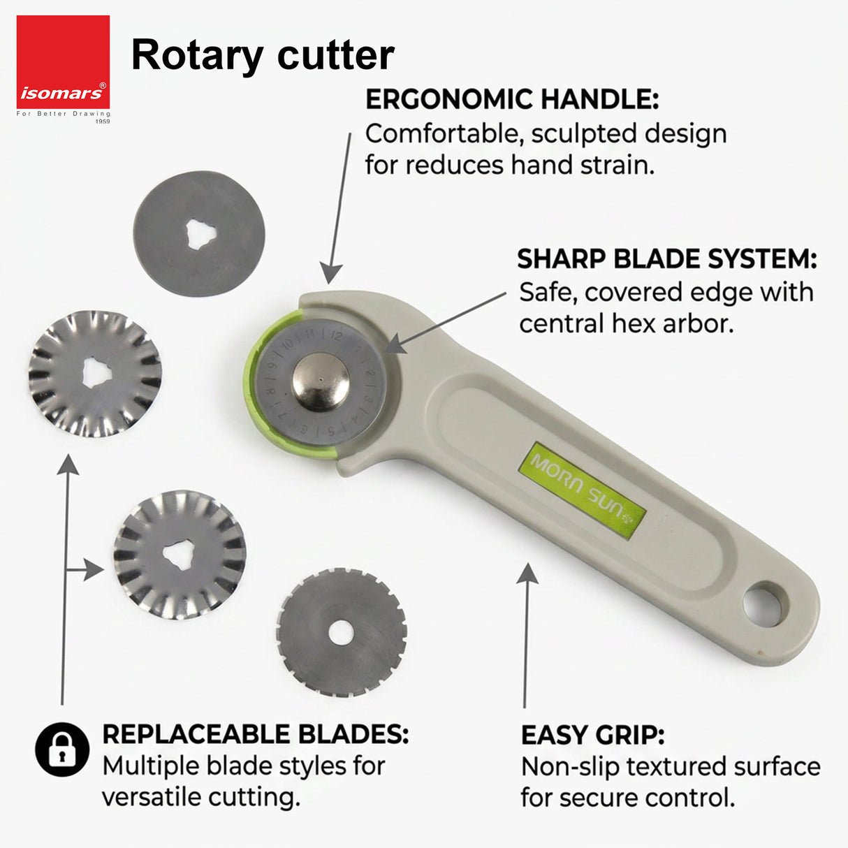 Isomars A3 Self-Healing Cutting Mat with 12 Inch Quilting Ruler and Rotary Cutter | Sewing Tools, Fabric Cutter, Patchwork Ruler, Tailoring & Fashion Designing Kit