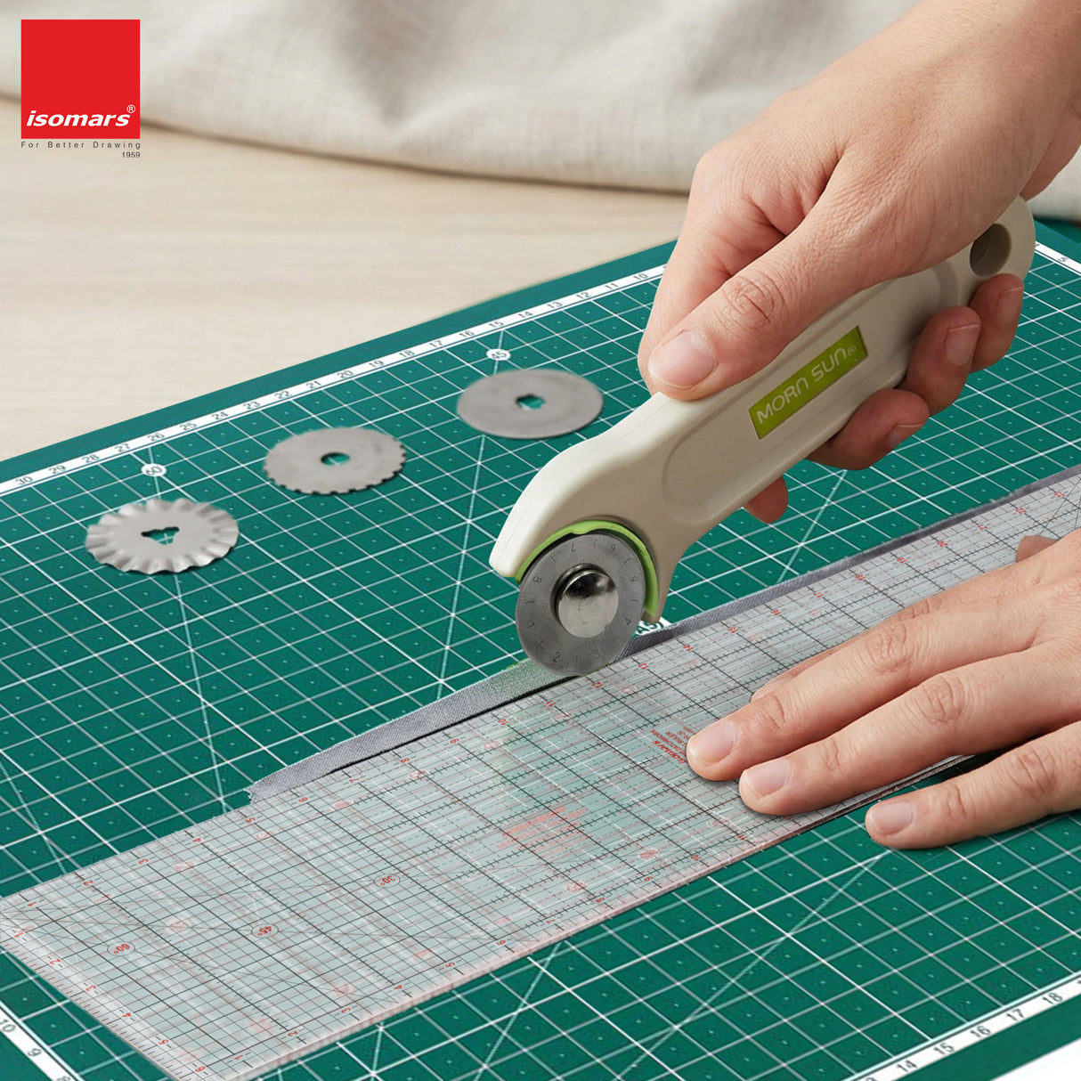 Isomars A3 Self-Healing Cutting Mat with 24 Inch Quilting Ruler & Rotary Cutter Set | Fabric Cutting Kit for Sewing, Tailoring, Quilting, Patchwork, Fashion Designing & Crafts